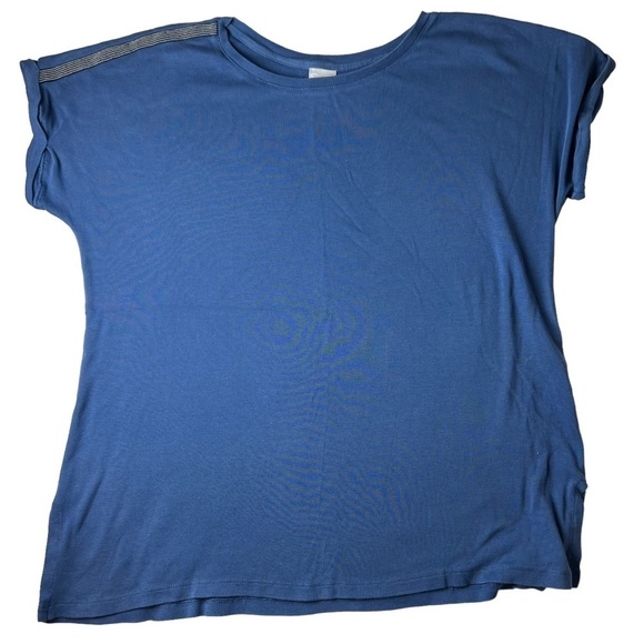Chicos Summer Shirt Women Size 3 XL/16 Blue Side Slit Pullover Blouse Top Spark - Picture 7 of 9